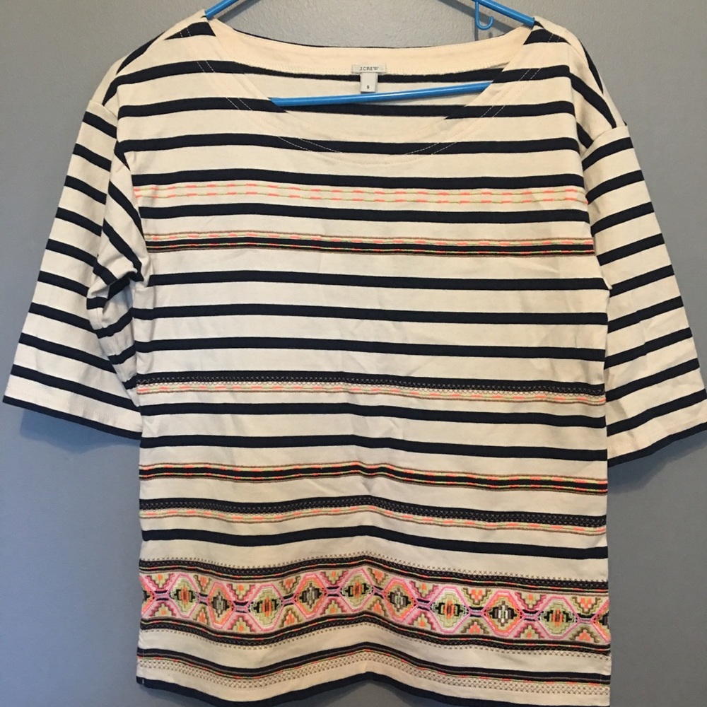 J CREW BLACK & WHITE STRIPED SHORT SLEEVE SHIRT